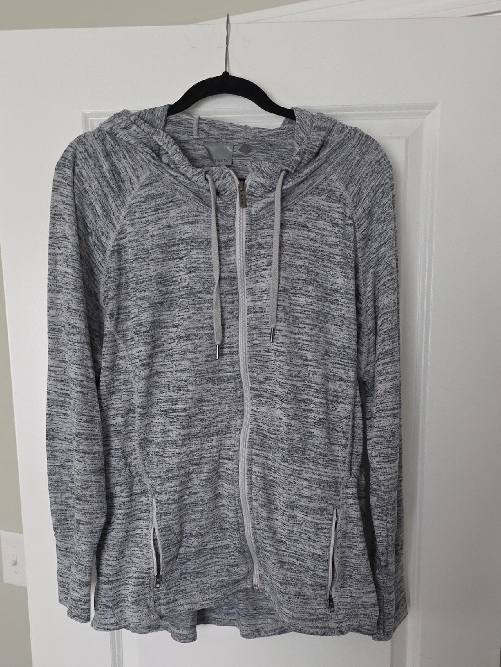 Athleta Light Heather Gray Full-Zip Hooded Sweatshirt